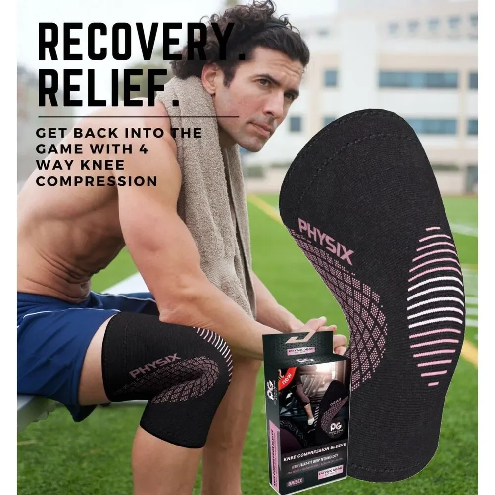 Physix Gear Knee Compression Sleeve - Premium Knee Support Brace for Workout Gym